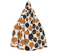 AKGFFDS Cape à capuche d'Halloween pour adulte avec impression Jack-o'-Lantern confortable et douce avec grand bord adaptée pour les fêtes de danse et les rassemblements