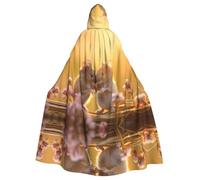AKGFFDS Cape à capuche d'Halloween pour adulte avec impression souris intime confortable et douce avec grand bord adaptée pour les soirées dansantes et les rassemblements