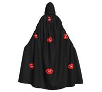 AKGFFDS Cape à capuche d'Halloween pour adulte avec imprimé « Kiss the lips » - Confortable et douce avec un large bord - Convient pour les soirées dansantes et les rassemblements
