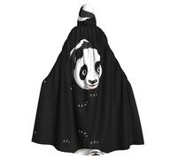 AKGFFDS Cape à capuche d'Halloween pour adulte avec imprimé panda géant confortable et doux avec grand bord adapté pour les soirées dansantes et les rassemblements
