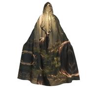 AKGFFDS Cape à capuche d'Halloween pour adulte avec imprimé troupeau de cerfs confortable et douce avec grand bord adaptée pour les fêtes et les rassemblements