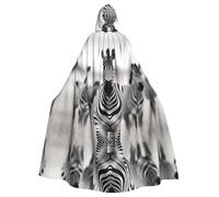 AKGFFDS Cape à capuche d'Halloween pour adulte avec motif troupeau de zèbres confortable et douce avec grand bord adaptée pour les soirées dansantes et les rassemblements