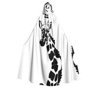 AKGFFDS Cape à capuche d'Halloween pour adulte - Impression girafe noire et blanche - Confortable et douce avec un large bord - Convient pour les soirées dansantes et les rassemblements