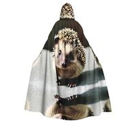 AKGFFDS Cape à capuche d'Halloween pour adulte - Imprimé hérisson mignon - Confortable et douce avec un grand bord - Convient pour les soirées dansantes et les rassemblements