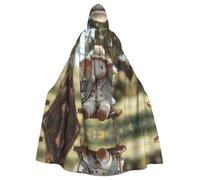 AKGFFDS Cape à capuche d'Halloween pour adulte. Le petit éléphant sur la balançoire. Impression confortable et douce avec grand bord adaptée pour les fêtes et les rassemblements