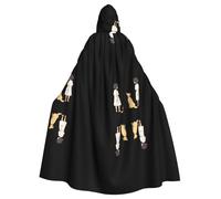 AKGFFDS Cape à capuche d'Halloween pour adulte L'histoire des gens et des chiens. Impression confortable et douce avec grand bord adaptée pour les fêtes et les rassemblements