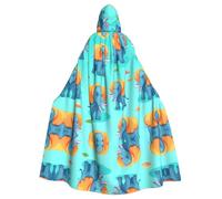 AKGFFDS Cape à capuche d'Halloween pour adulte Motif petit éléphant avec grandes oreilles confortable et douce avec grand bord adapté pour les fêtes de danse et les rassemblements