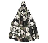 AKGFFDS Cape à capuche d'Halloween pour adulte panda géant regardant le plaisir Impression confortable et douce avec grand bord adaptée pour les soirées dansantes et les rassemblements