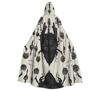 AKGFFDS Cape d'Halloween à capuche pour adulte avec impression de fleurs du diable confortable et douce avec grand bord adaptée pour les soirées dansantes et les rassemblements