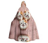 AKGFFDS Cape d'Halloween à capuche pour adulte avec imprimé cookies confortable et douce avec grand bord adaptée pour les soirées dansantes et les rassemblements