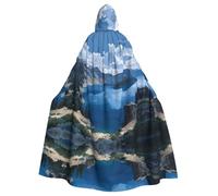 AKGFFDS Cape d'Halloween à capuche pour adulte avec imprimé cratère de lac confortable et douce avec grand bord adaptée pour les soirées dansantes et les rassemblements