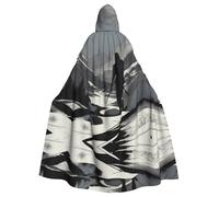 AKGFFDS Cape d'Halloween à capuche pour adulte - Imprimé chasseur de neige confortable et douce avec grand bord - Convient pour les soirées dansantes et les rassemblements