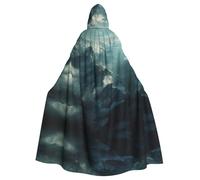 AKGFFDS Cape d'Halloween à capuche pour adulte Montagnes dans les nuages Impression confortable et douce avec grand bord adaptée pour les soirées dansantes et les rassemblements