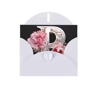 AKGFFDS Carte de vœux blanche vierge et perle magnifique bloc de notes vierge lettre P en impression florale