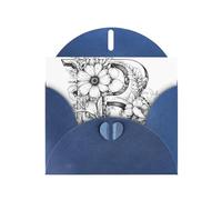 AKGFFDS Carte de vœux vierge bleue et perle magnifique bloc de notes vierge lettre B en impression de fleurs