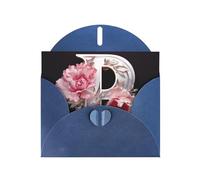 AKGFFDS Carte de vœux vierge bleue et perle magnifique bloc de notes vierge Lettre P en impression de fleurs