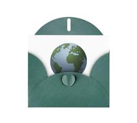 AKGFFDS Carte de vœux vierge vert foncé et magnifique bloc de notes vierges avec impression globe