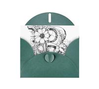 AKGFFDS Carte de vœux vierge vert foncé et perle magnifique bloc de notes vierge lettre B en impression de fleurs