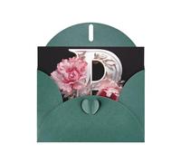 AKGFFDS Carte de vœux vierge vert foncé et perle magnifique bloc de notes vierge lettre P en impression de fleurs