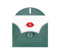 AKGFFDS Carte de vœux vierge vert foncé et perle magnifique bloc de notes vierges Kiss the lips Print