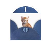 AKGFFDS Carte vierge bleue à carreaux et perles - Joli bloc de notes vierge - Imprimé chat mignon