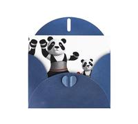 AKGFFDS Carte vierge bleue à carreaux et perles - Superbe bloc de notes vierges - Impression panda de boxe