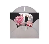 AKGFFDS Carte vierge grise à carreaux de vacances et perle magnifique bloc de notes vierge lettre P en impression de fleurs