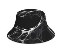 AKGFFDS Chapeau bob réfléchissant double face Exposition d'œuvres d'art Impression pliable pour plage, camping Noir