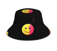AKGFFDS Chapeau seau réfléchissant double face Smiley Face Shaker Tasse Impression Pliable pour Plage Camping Noir