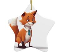 AKGFFDS Clever Fox Printing Pendentif étoile de Noël en céramique Décoration festive et créative Facile à accrocher