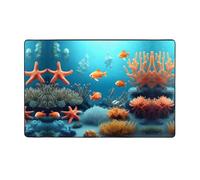 AKGFFDS Coral Fish Tapis de sol en flanelle avec impression sous-marine pour salon, bureau, table basse, lit, balcon 152,4 x 99,1 cm