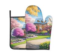 AKGFFDS Ensemble de 2 gants de cuisine résistants à la chaleur et coussinets isolants Motif licorne