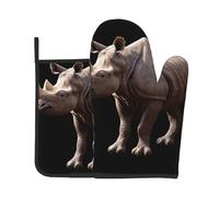 AKGFFDS Ensemble de 2 gants de cuisine résistants à la chaleur et coussinets isolants Motif licorne