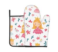 AKGFFDS Ensemble de 2 pièces de gants résistants à la chaleur et coussinets isolants pour la cuisine - Contes de fées dans les dessins animés