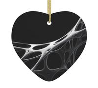 AKGFFDS Exposition d'œuvres d'art Impression de Noël Pendentif d'amour en céramique avec corde métallique dorée pour accrocher facilement la décoration