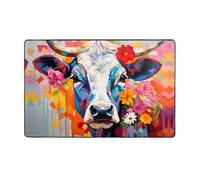 AKGFFDS Habillez un beau tapis de sol en flanelle imprimé vache 152,4 x 99,1 cm pour salon, bureau, table basse, lit, balcon