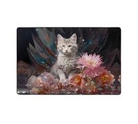 AKGFFDS Kitten by the Crystal Tapis de sol en flanelle pour salon, bureau, table basse, lit, balcon 152,4 x 99,1 cm