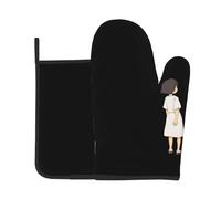 AKGFFDS L'histoire des gens et des chiens Impression Cuisine Cuisson Ensemble de deux pièces de gants résistants à la chaleur et coussinets isolants haut de gamme