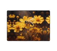 AKGFFDS Little bee in yellow flower Printing Carpet Tapis doux, moelleux, absorbant l'eau, durable, pour salon, bureau, table basse, lit, balcon, 203,2 x 147,3 cm