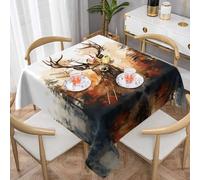 AKGFFDS Little Deer Forest Nappe décorative carrée imperméable infroissable réutilisable pour cafés, buffets, pique-niques, mariages, fêtes - 137,2 x 137,2 cm