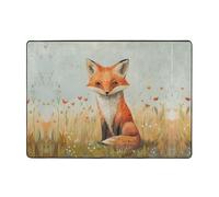 AKGFFDS Little fox in the field Printing Carpet Tapis doux, moelleux, absorbant l'eau, durable - 203,2 x 147,3 cm