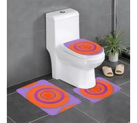 AKGFFDS Lot de 3 tapis de sol antidérapants en flanelle, 61 x 40,6 cm, motif cercle orange, épais et confortable pour salle de bain, cuisine et toilettes