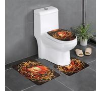 AKGFFDS Lot de 3 tapis de sol antidérapants en flanelle, 61 x 40,6 cm, motif dragon doré, épais et confortable pour salle de bain, cuisine et toilettes