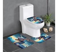 AKGFFDS Lot de 3 tapis de sol antidérapants en flanelle, 61 x 40,6 cm, motif dragon rugissant, épais et confortable pour salle de bain, cuisine et toilettes