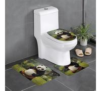 AKGFFDS Lot de 3 tapis de sol antidérapants en flanelle, 61 x 40,6 cm, motif panda géant dans la jungle, épais et confortable pour salle de bain, cuisine et toilettes