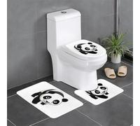 AKGFFDS Lot de 3 tapis de sol antidérapants en flanelle, 61 x 40,6 cm, motif panda géant de dessin animé, épais et confortable pour salle de bain, cuisine et toilettes