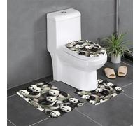 AKGFFDS Lot de 3 tapis de sol antidérapants en flanelle, 61 x 40,6 cm, motif panda géant regardant le plaisir, épais et confortable pour salle de bain, cuisine et toilettes