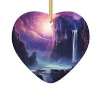 AKGFFDS Magnifique pendentif de Noël en céramique avec impression cascade nébuleuse avec câble doré pour une décoration facile à suspendre