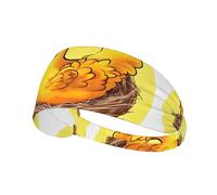 AKGFFDS Nid d'oiseau doré imprimé poule bandeau élastique exercice tête de sport cravate pour homme et femme, doux, séchage rapide