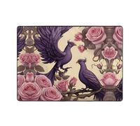 AKGFFDS Noble Purple Bird Printing Carpet Tapis doux, moelleux, absorbant l'eau, durable - 203,2 x 147,3 cm - Pour salon, bureau, table basse, lit, balcon